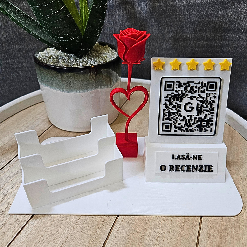 Stand Recenzii Google cu Suport Cărți de Vizită și QR Code Personalizat