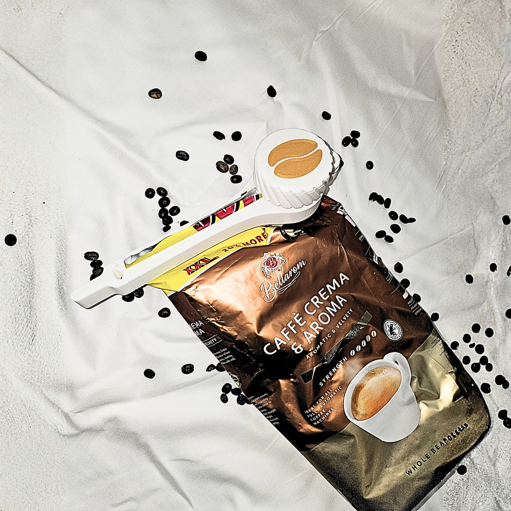 Clips etanș pentru pungi de cafea boabe cu capac dozator, Reutilizabil